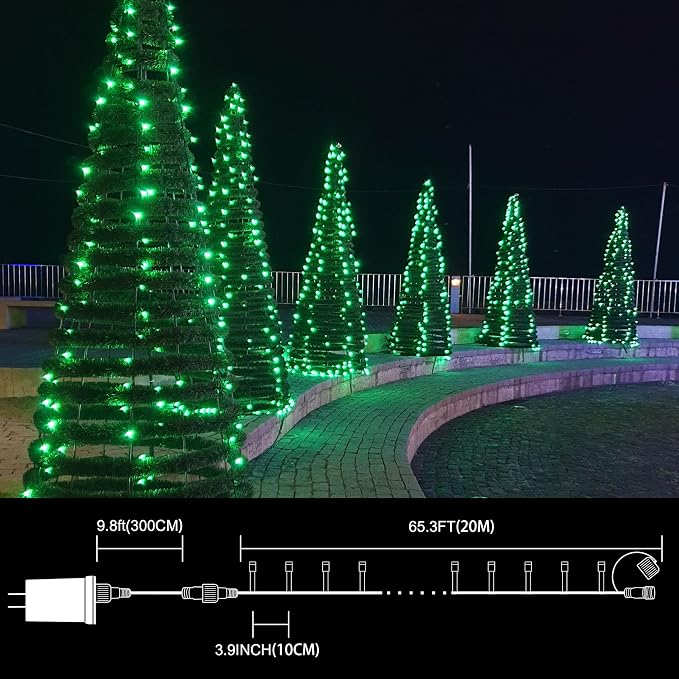 66ft St Patrick's Day Decorations String Lights,200 LED Green Wire Fairy Starry String Lights Plug in, 16Lighting Modes, for Indoor Outdoor Xmas Tree Wedding Party Decoration (Green)
