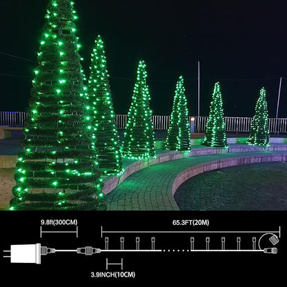 66ft St Patrick's Day Decorations String Lights,200 LED Green Wire Fairy Starry String Lights Plug in, 16Lighting Modes, for Indoor Outdoor Xmas Tree Wedding Party Decoration (Green)