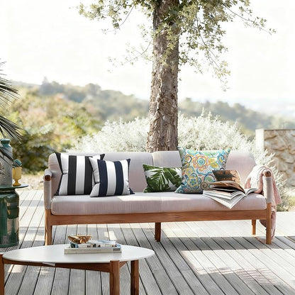 LVTXIII 2 Pack Outdoor Throw Pillow Covers for Patio Furniture, 16x16 Inch Square Pillow Case, Water-Repellent Cushion Covers for Garden, Porch, Sofa, Cabana Navy