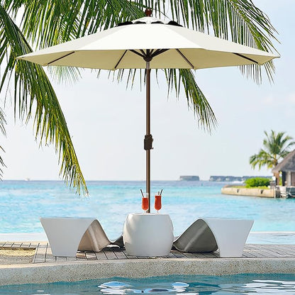EliteShade USA 10-Year-Non-Fading 9Ft Market Patio Umbrella, UPF 50+ UV Protection Performance Sun Umbrella, Heavy Duty Commercial Grade Outdoor Table Umbrella with Crank & Tilt, Windproof Vented Top for Garden, Pool, Deck and Outdoor Playsets, Natural