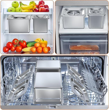 Uniflasy Pizza Topping Station, 6 Stainless Pans with Lids for Pizza Oven | Clamps to Weber/Nexgrill/Blackstone carts or counters up to 3.2 in; keeps cheese, veggies, meats, herbs organized for parties