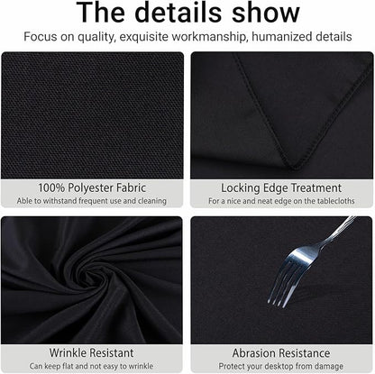 MRJ Black Tablecloth for Rectangle Table 60 x 102 Inch Stain and Wrinkle Resistant Washable Polyester Table Cloth for Restaurant Hotel Banquet