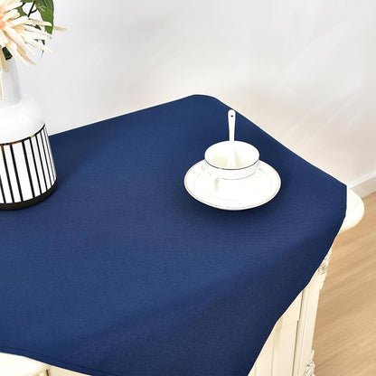 Wolkemer 2 Pack Small Square Tablecloth 24 x 24 Inch Washable Fabric Table Cloth Navy-Blue Table Cover for Nightstand End Bedside Tables Tabletop Decoration