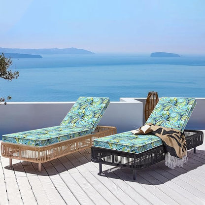 LVTXIII Outdoor Chaise Lounge Cushion 72x21x3 Inch, Water-Repellent Patio Seat Cushion with Ties & Hidden Zipper, Thick Foam Pad for Lawn Chair, Poolside, Patio Furniture, Paisley Lapis Green