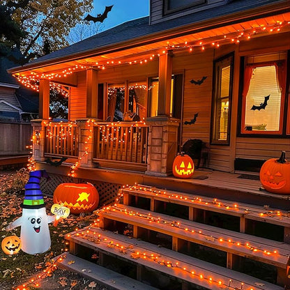 JMEXSUSS 600 LED Orange Solar Halloween Lights, 206.7 ft Solar String Lights Outdoor Waterproof, 8 Modes Orange String Light for Outside Tree Patio Bushes Halloween Decorations