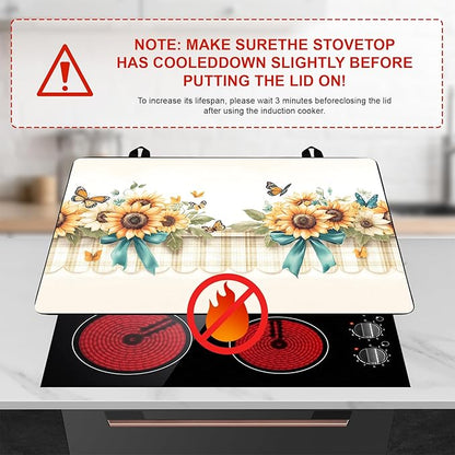 Stove Top Cover Retro Flower Gas Stove Top Cover for Home Decoration Kitchen Pad Non-Stick Washable Cooktop Covers Countertop Protector Keep Stove Clean 28"x20" (Sunflower)