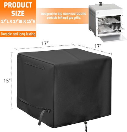 Infrared Grill Cover Black for Big H0RN Outdoor Portable Infrared Gas Grill | Heavy Duty Waterproof Protective Cover for Steak Cooker, Barbecue Propane Oven, Salamander Broiler