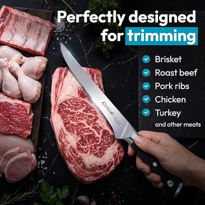 Cutluxe 3-Piece Boning Knife Set – 6" Razor-Sharp Straight, Curved & Flexible Blades, Fillet knife for Fish & Meat Cutting – High Carbon German Steel – Full-Tang Ergonomic Handles – Artisan Series