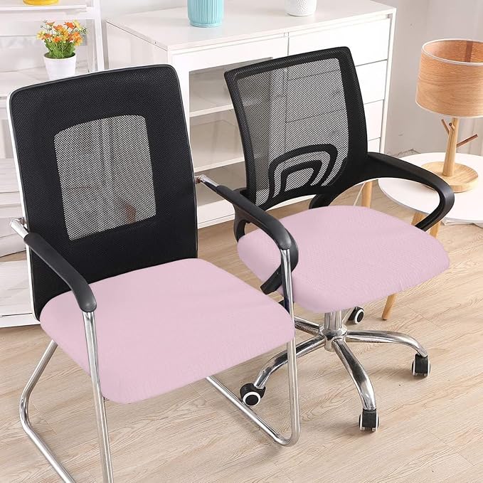 Smiry Office Computer Chair Seat Covers for Desk, Anti-dust Protector | Stretch Jacquard Removable Washable Desk Chair Seat Cushion Protectors, Pink