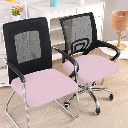 Smiry Office Computer Chair Seat Covers for Desk, Anti-dust Protector | Stretch Jacquard Removable Washable Desk Chair Seat Cushion Protectors, Pink