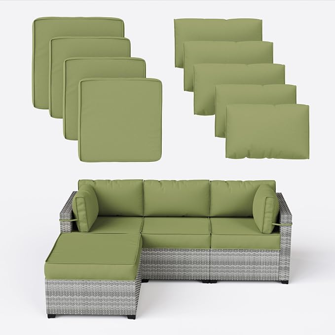 9 Pcs Outdoor Patio Cushions Covers Replacement Sets, Covers Only | 9 Pcs Patio Cushions Covers Replacement UV Resistant, Water Anti-Slip, Heavy-Duty Zippers for 5 Pcs Patio Furniture Set