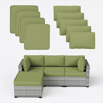9 Pcs Outdoor Patio Cushions Covers Replacement Sets, Covers Only | 9 Pcs Patio Cushions Covers Replacement UV Resistant, Water Anti-Slip, Heavy-Duty Zippers for 5 Pcs Patio Furniture Set