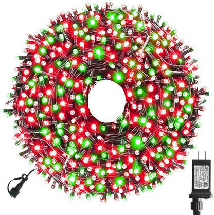 Christmas String Lights, 105ft 300 LED Christmas Lights 8 Modes | Memory Function & Timer- UL Certified - Outdoor Indoor Christma s Fairy Lights for Tree, Garden, Party, Wedding(Red + Green)
