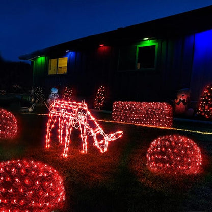WBao Christmas Net Lights, 360LED 11.5ft x 6.9ft Christmas Lights with 8 Modes, Timer, End to End Connectable, Waterproof Design for Lawn, Bushes, Trees Outdoor Xmas Decorations, Red
