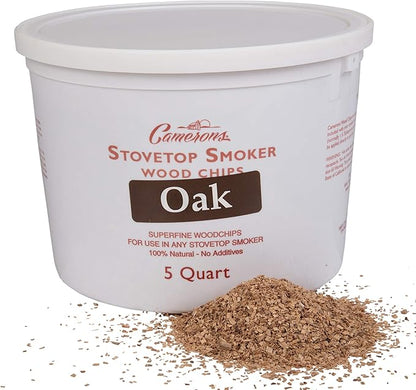 Camerons All Natural Extra Fine Oak BBQ Wood Chips for Smokers (5 Quart, 4.731L) - Kiln Dried Wood Sawdust Shavings for Cocktail Smoking Guns, Stovetop Smokers, Smoke Boxes - Barbecue Grilling Gifts
