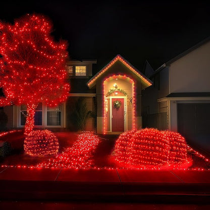 BlcTec Outdoor Christmas Lights 200 LED 8.4ft x 5.2ft Christmas Net Lights with 8 Modes, UL Certified, Timer, Connectable, Waterproof for Trees, Bushes, Shrub, Yard Outdoor Holiday Decorations, Red