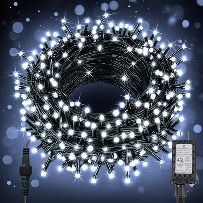 66ft 200 LED Christmas StringLights, End-to-End Plug 8 Modes Christmas Lights with Timer, OutdoorIndoor Fairy Lights Christmas Tree, Patio, Garden, Party, Wedding, Holiday, Cool White