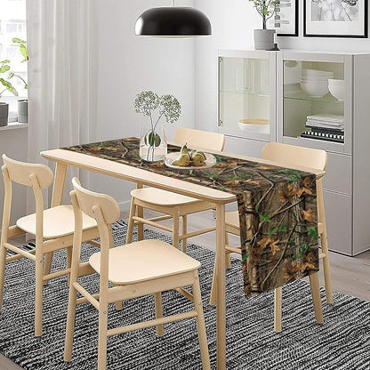 Camo Hunting Table Runners, Rustic Camouflage Camping Fashion Fall Woodland Cabin Wedding Coffee Table Runner, Farmhouse Style Table for Kitchen Dining Table WeddingGraduationParty 13x108in