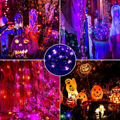 MZD8391 105FT 300LED Halloween Light, Orange Purple Christmas Light | Remote, Waterproof, 100% UL Listed, Halloween String Light Outdoor Indoor, End To End Connect, 8 Light Mode, Timer & Memory