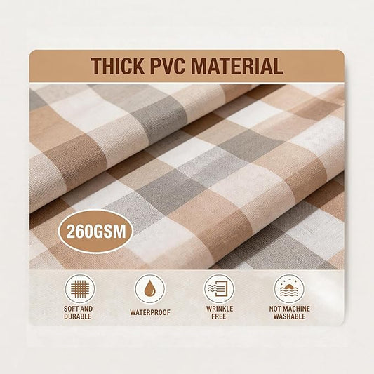 Rectangle Vinyl Tablecloth 100% Waterproof Heavy Duty - 55x108 Buffalo Plaid Checkered PVC Table Cover for Outdoor Picnic Camping Patio - Wipe Clean Plastic Table Cloth for BBQ Party Decor