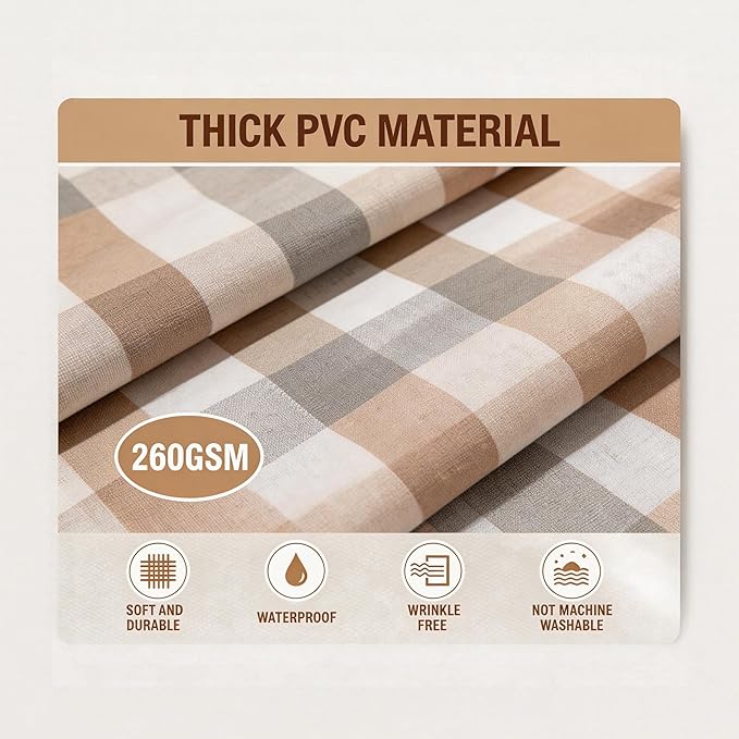 Rectangle Vinyl Tablecloth 100% Waterproof Heavy Duty - 55x78 Buffalo Plaid Checkered PVC Table Cover for Outdoor Picnic Camping Patio - Wipe Clean Plastic Table Cloth for BBQ Party Decor
