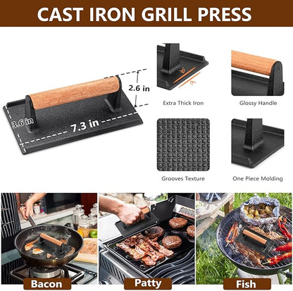25Pcs Griddle Accessories Kit for Blackstone, Joyfair Stainless Steel Flattop Grilling Spatula Accessory Tools Set with Smash Burger Press Basting Cover for Outdoor BBQ Hibachi Cooking (PP Handle)
