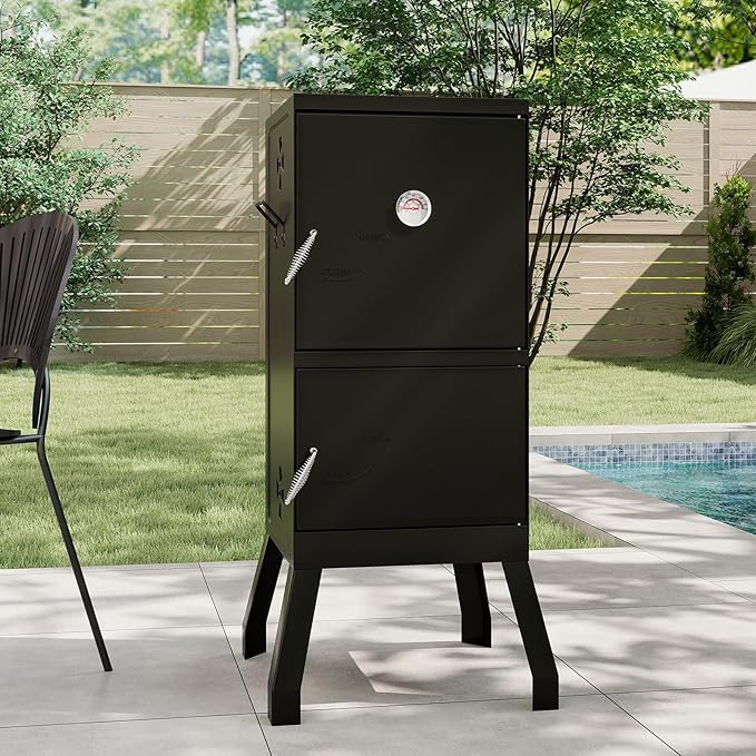 MAT EXPERT Vertical Charcoal Grills, 40" Multiple People BBQ Smoker Grill w/Removable Water Pan & Grill Grates, 4 Adjustable Air Dampers, Built-in Thermometer, Outdoor Charcoal Smoker for Backyard