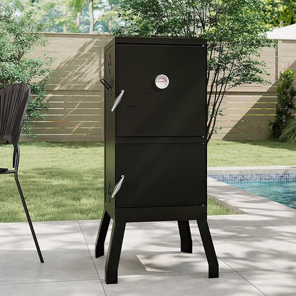 MAT EXPERT Vertical Charcoal Grills, 40" Multiple People BBQ Smoker Grill w/Removable Water Pan & Grill Grates, 4 Adjustable Air Dampers, Built-in Thermometer, Outdoor Charcoal Smoker for Backyard