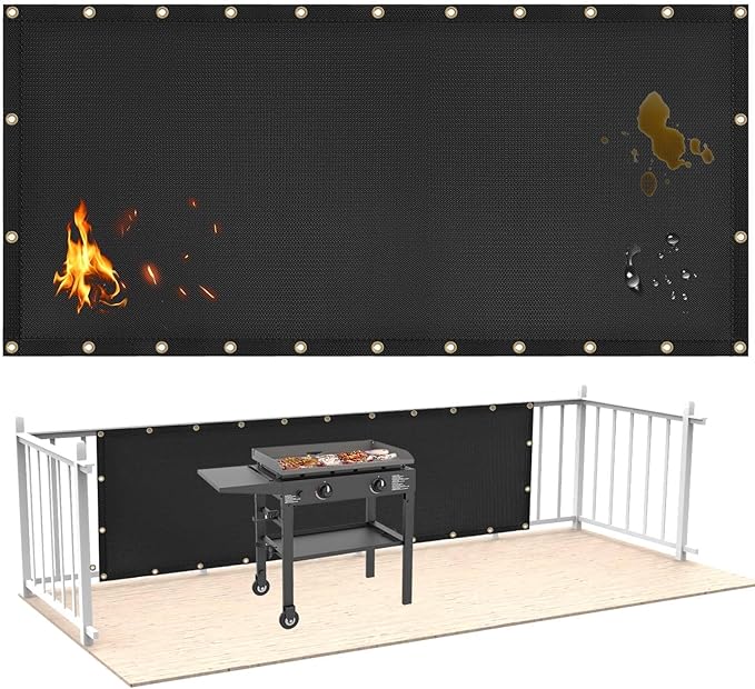 3'x10' Fireproof Heat Shield for Wall Behind Grill Protect Deck Fence from Grill Heat, Heat Shield for Wood Stove, Stove Wall Protector Fridge, BBQ Grill Mat Accessories Compatible with Blackstone