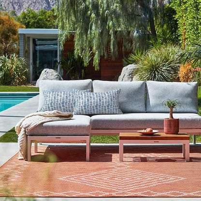 LVTXIII 2 Pack Outdoor Lumbar Pillow Covers 12x20 Inch with Piping, Water-Repellent Back Cushion Covers ONLY for Patio Furniture, Sofa, Garden Bench, A Pebble Blue