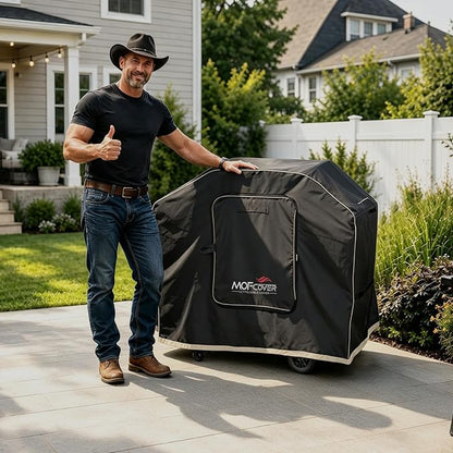 Exclusive Foldable 48 inch Grill Cover, 600D Heavy Duty Waterproof Outdoor BBQ Cover for 2-3 Burners Grill Weber Nexgrill CharBroil, Black