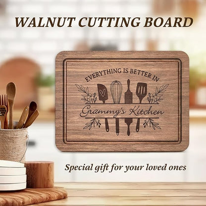 Grammy Gifts for Grandma, Premium Walnut Wood Cutting Board Gifts for Grammy, Grammy Birthday Gifts, Cool Kitchen Gifts for Grammy Grandma Granny from Grandkids