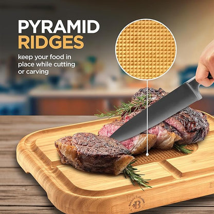 Meat Cutting Board - 18 x 13 Extra Large Bamboo Carving Board, Thick Butcher Block Cutting Board with Deep Juice Groove, Non Slip Center, Reversible Board for Steak, Brisket, Turkey, Grilling BBQ Prep