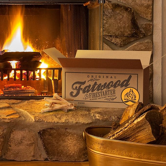 Fatwood Fire Starter Sticks 25lb Box - Indoor or Outdoor 100% All Natural Pine Fire Starters for Campfires, Fireplace, Firepit, Wood Stove, or BBQ Grill - Kindling Wood Firewood Lighter by Pure Garden