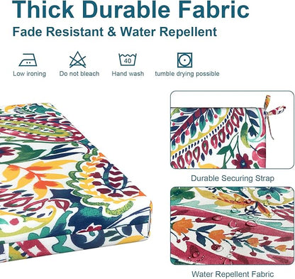 DYTXIII Set of 4 Outdoor Chair Cushions, Water Resistant 18.5"x16"x2" Square Seat Cushion for Patio Dining Chairs, High-Density Replacement Pads for Indoor Outdoor Furniture - Vigour Paisley