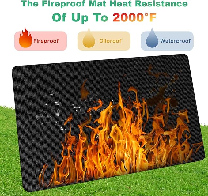 TAOMAND Large 90 x 52 inches Under Grill Mats for Outdoor Grill | Double-Sided Fireproof | Waterproof | Oil-Proof | Easy to Clean | Indoor Fireplace/Fire Pit Mat | Quality BBQ Mat for Deck Patio
