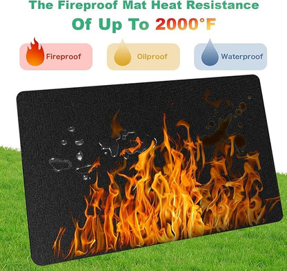 TAOMAND Large 90 x 52 inches Under Grill Mats for Outdoor Grill | Double-Sided Fireproof | Waterproof | Oil-Proof | Easy to Clean | Indoor Fireplace/Fire Pit Mat | Quality BBQ Mat for Deck Patio