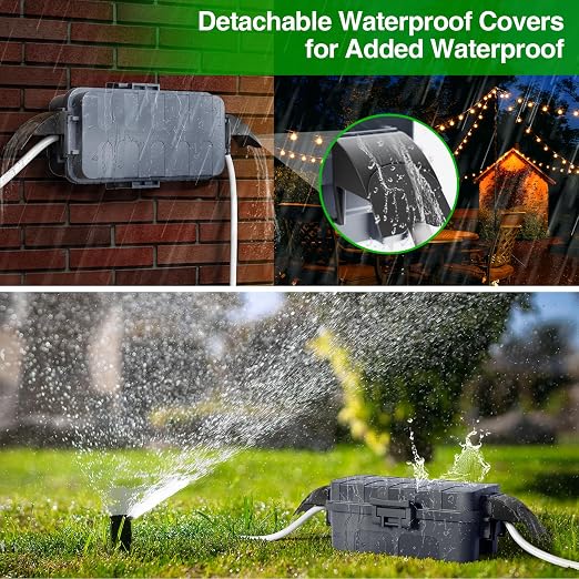 Flemoon IP55 Small Outdoor Electrical Box Waterproof, for Power Strip | Inner 5.9 x 3.2 x 1.8inch, Extension Cord Cover with Detachable Awning Covers for Plug, Outlet, Holiday Lights, Gray