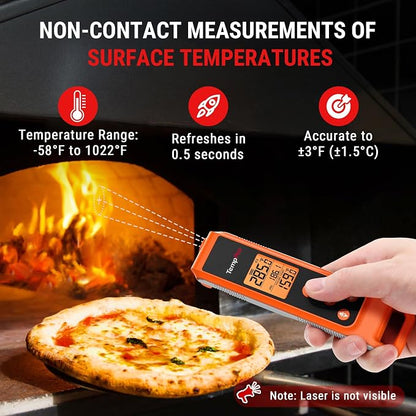 TempPro TempScan 2-in-1 Infrared Thermometer Gun with Meat Probe | Instant Read Thermometer for Grilling, Non-Contact Infrared Thermometer for Cooking Pizza Oven Griddle HVAC Pool AC Vent