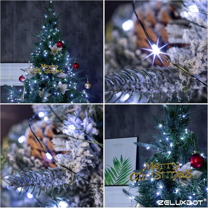 100FT 300LEDs Fairy Lights Plug in,Green Wire,Cool White | Waterproof Led String Lights,8 Modes Remote Twinkle Light for Outdoor Indoor Christmas Wedding Birthday Garden Decorations
