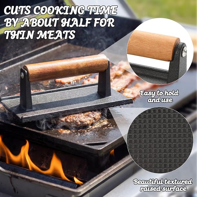 14 Inch Large Melting Dome and Grill Press Kit, 4 Pcs Griddle Accessories Set, Stainless Steel Cheese Basting Cover, Burger Bacon Press, 2 Cooling Racks for Flat Top Grill Indoor Outdoor