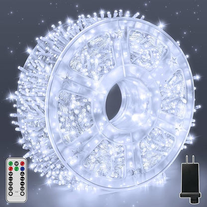 Guhope String Lights 1200LED 196FT, Waterproof Outdoor String Lights with Remote and Timer, 8 Modes Dimmable Fairy Lights for Indoor Outdoor Wedding Party Holiday Decorations (Cool White)