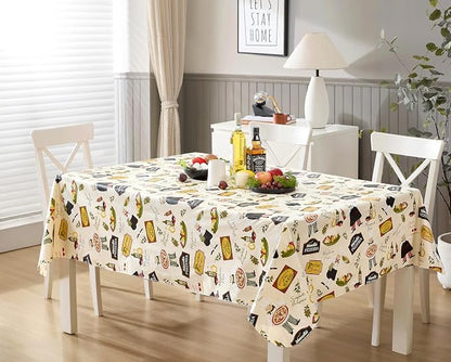 Newbridge 52 x 70 Inch Rectangle Vinyl Tablecloth with Flannel Backing, Italian Bistro Chef, Novelty Chef Indoor Outdoor Waterproof Table Cover for Picnic, Barbecue, Patio and Kitchen Dining, Ivory