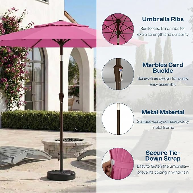 10FT Patio Umbrella, 2 Tier Outdoor Table Umbrella, Large Vented Market Umbrellas with Push Button Tilt and Crank, 8 Sturdy Ribs for Backyard, Deck, Pool, UPF50+ UV Protection
