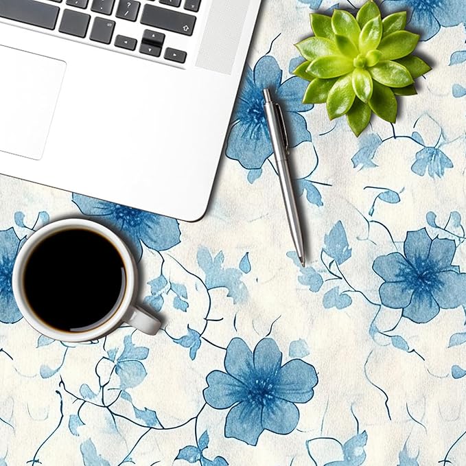 Blue Flower Round Tablecloth Perfect for Spring Home Decor 70x70 Inch Blooming Floral Washable Table Cover Watercolor Rustic Circle Table Cloth Dust-Proof for Farmhouse Decor Buffet Picnic