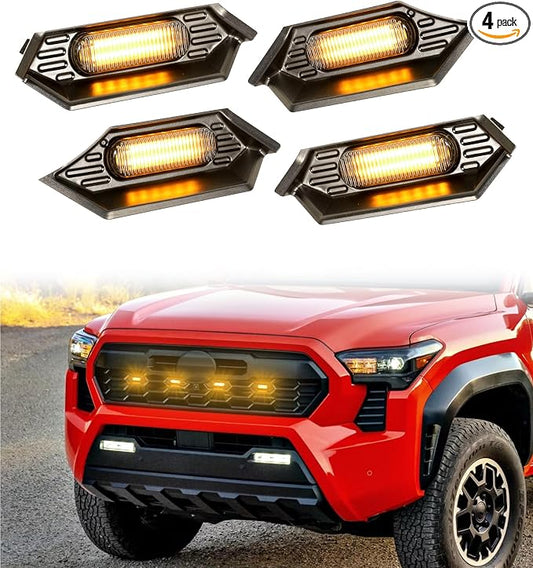 Amber led Grille Grill Lights for 2024-2026 Tacoma TrdSport Off-Road Sport | 4 in 1 OEM Grill Led Grills raptor Light For 24-26 Tacoma PreRunner Sport accessories