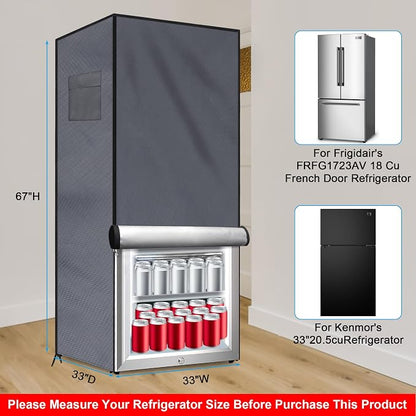 Outdoor Refrigerator Cover Outdoor Dustproof Freezer Covers for Protecting Upright Freezers/Beverage Refrigerator Compact 3.0 Cubic Foot Freezer Covers Outdoor (Silver, 33" x 33" x 67")