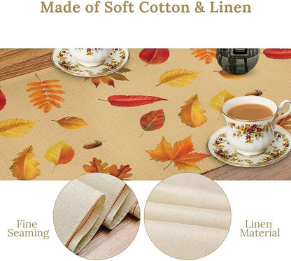 Maple Leaves Fall Forest Table Runner Seasonal Autumn Tree Kitchen Dining Table Decoration for Home Kitchen Table Decor Dining Coffee Room Party Decor 13x108in