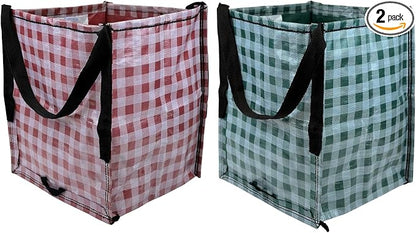 DURASACK Heavy Duty Storage Tote Bag 22-Gallon, Holiday Combo, Pack of 2 | Rugged Woven Polypropylene Moving Bag, Reusable Self-Standing Design, Holds up to 500 Pounds