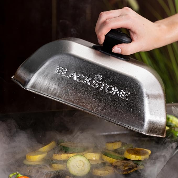 Blackstone 5207 Rectangle Basting Cover Small 2-Pack Griddle Accessories, Stainless Steel, Cheese Melting Dome and Steaming Cover, Best for Use on Flat Top Griddle Grill Cooking Indoor or Outdoor